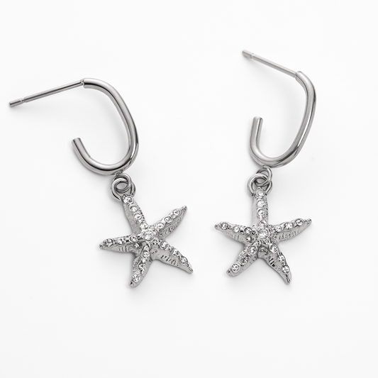 Sea Star Hoops Earring Silver