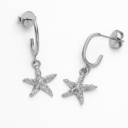 Sea Star Hoops Earring Silver