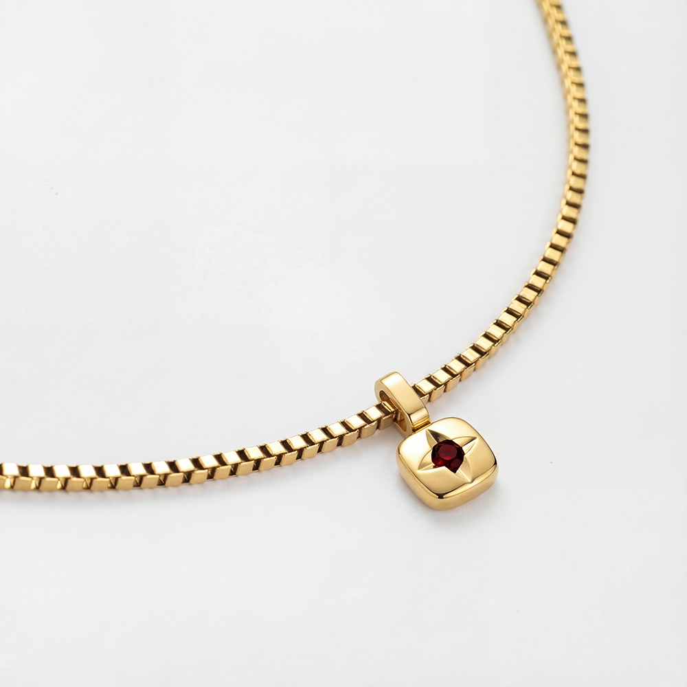 Set Birthstone Charm January und Halskette Gold