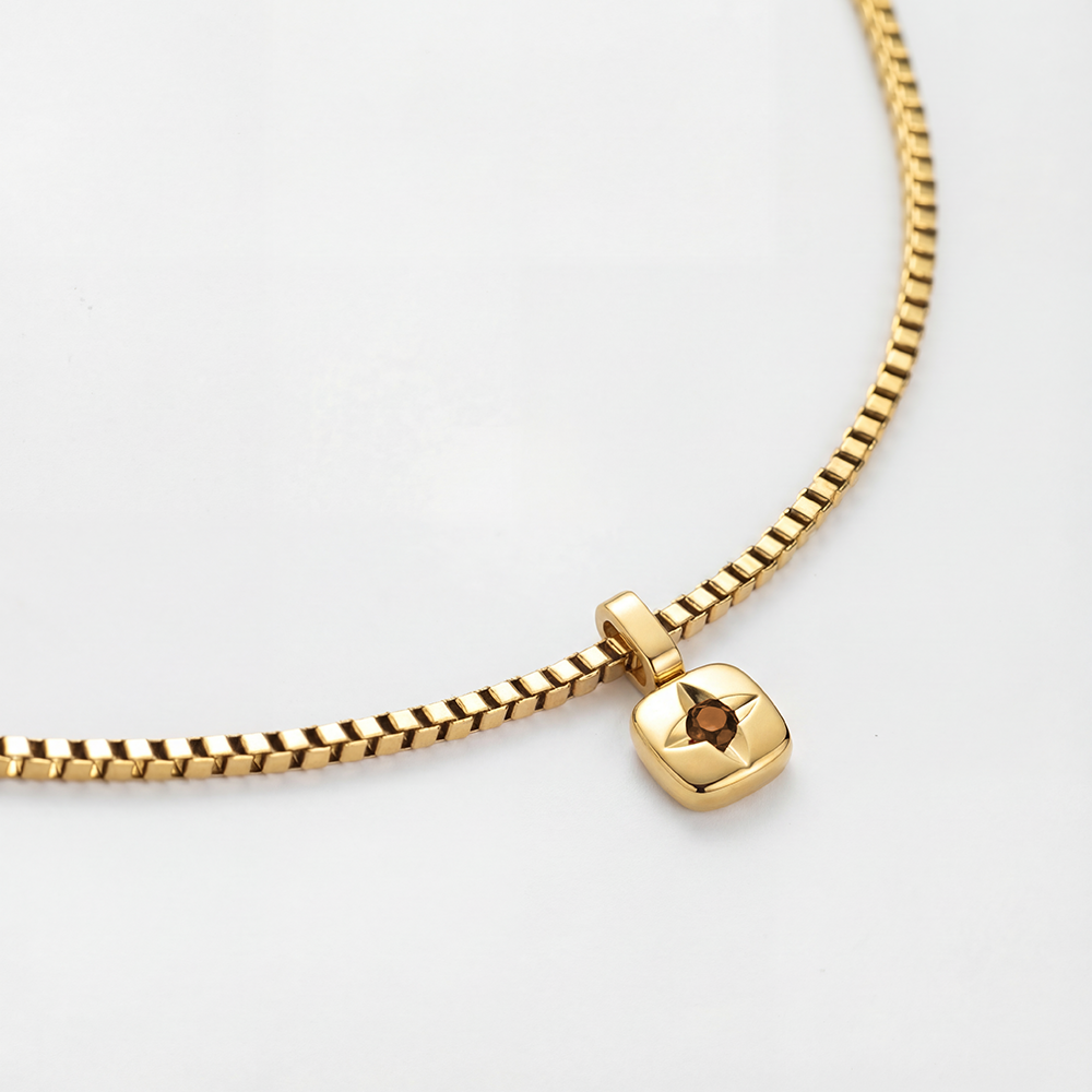 Set Birthstone Charm November und Halskette Gold