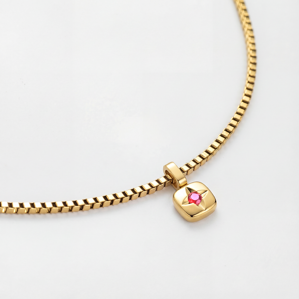 Set Birthstone Charm October und Halskette Gold