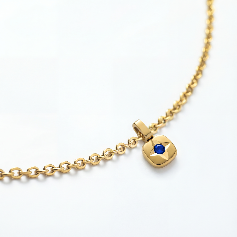 Set Birthstone Charm September und Halskette Gold