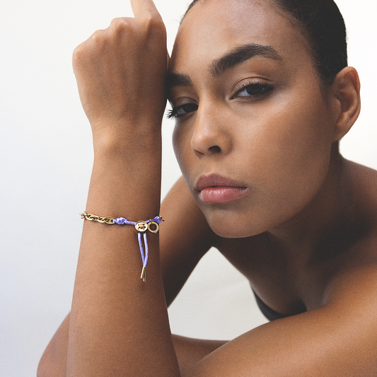 Turtle Anchor Chain Armband Gold Lila