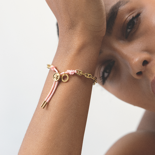 Turtle Anchor Chain Armband Gold Rosa