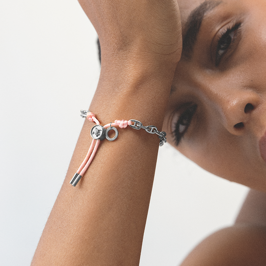 Turtle Anchor Chain Armband Silber Rosa