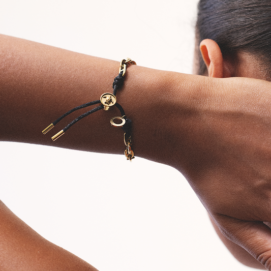 Turtle Anchor Chain Bracelet Or Noir