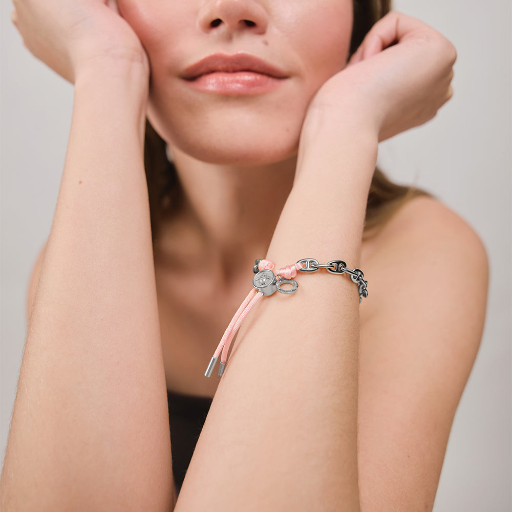 Turtle Anchor Chain Armband Silber Rosa