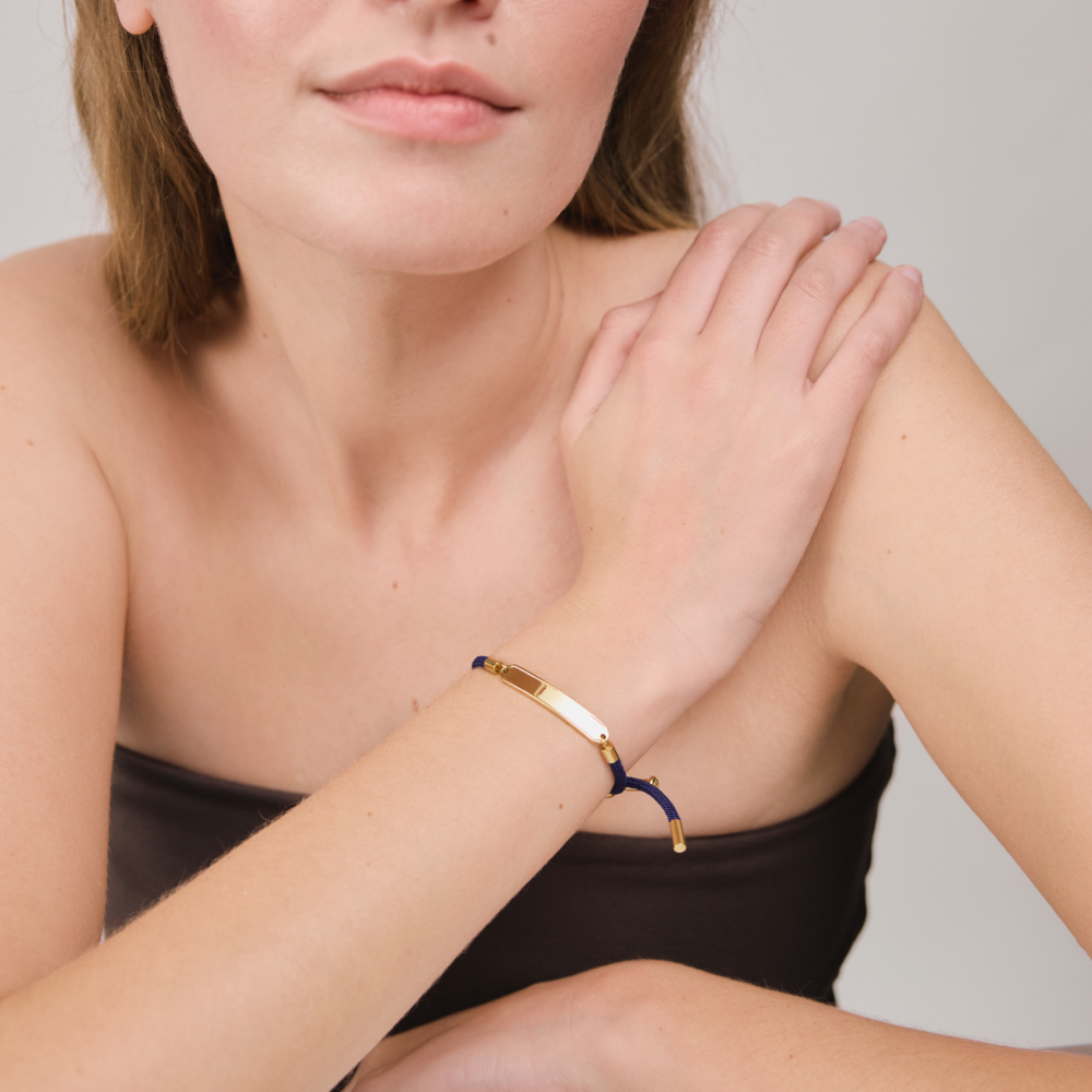 Vitamin Sea Gravur Armband Gold Marineblau