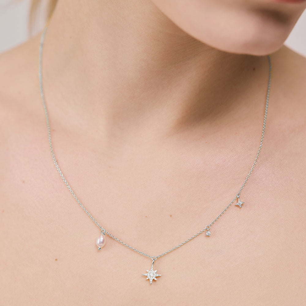 Windrose Celestial Halskette Silber