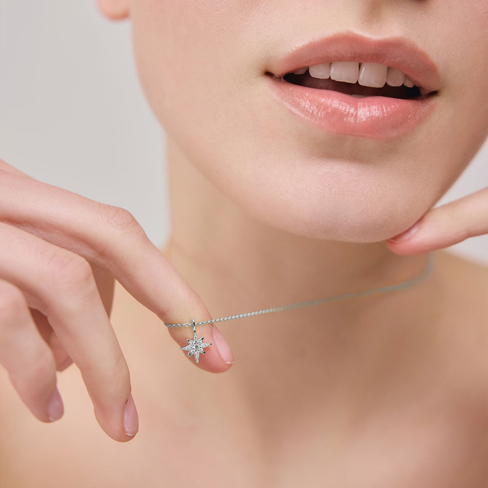 Windrose Mono Halskette Silber