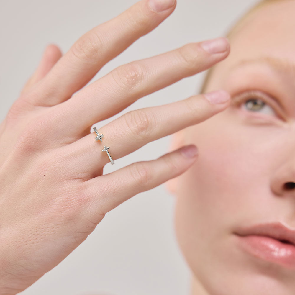 Windrose Open Stars Ring Silber