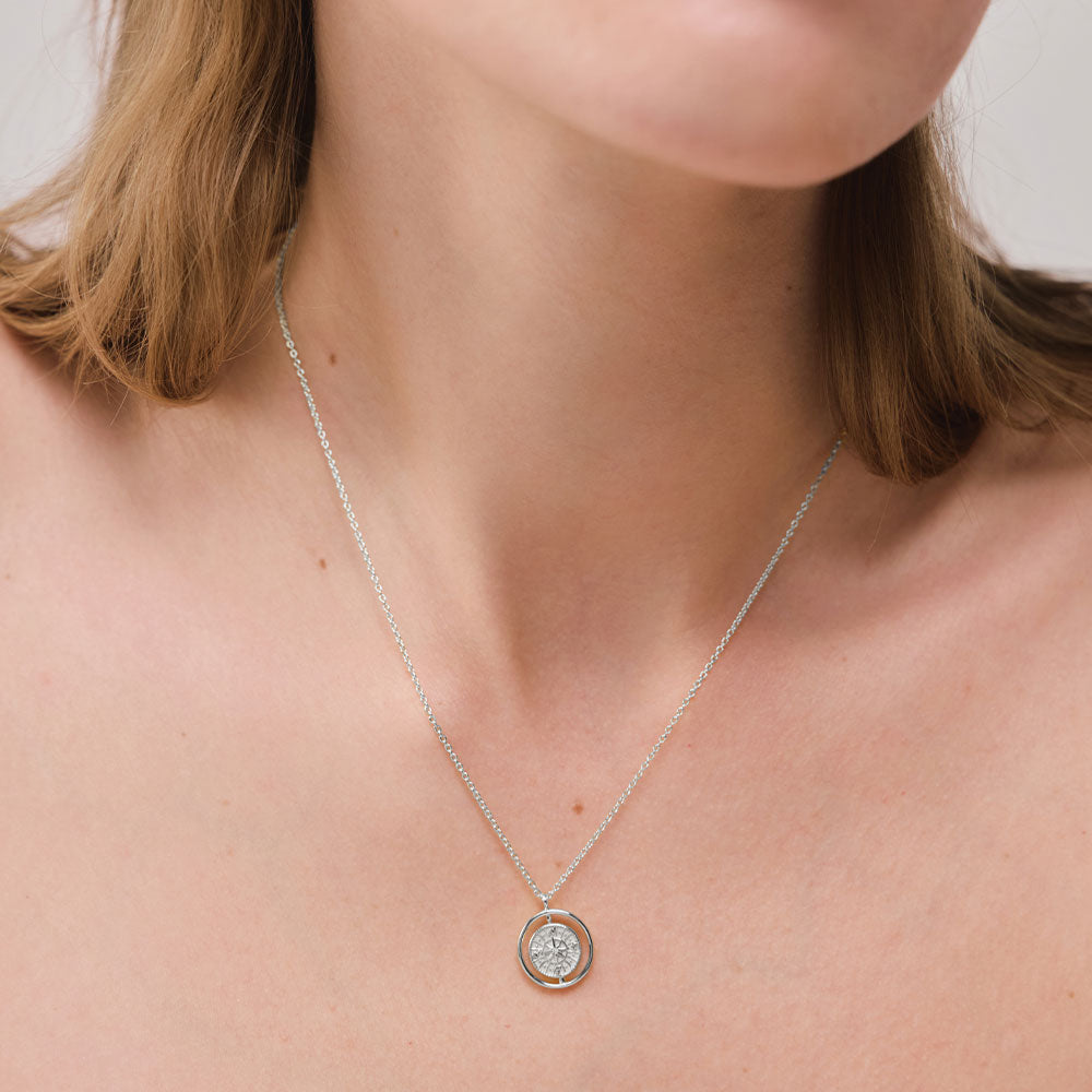 Windrose Twister Halskette Silber