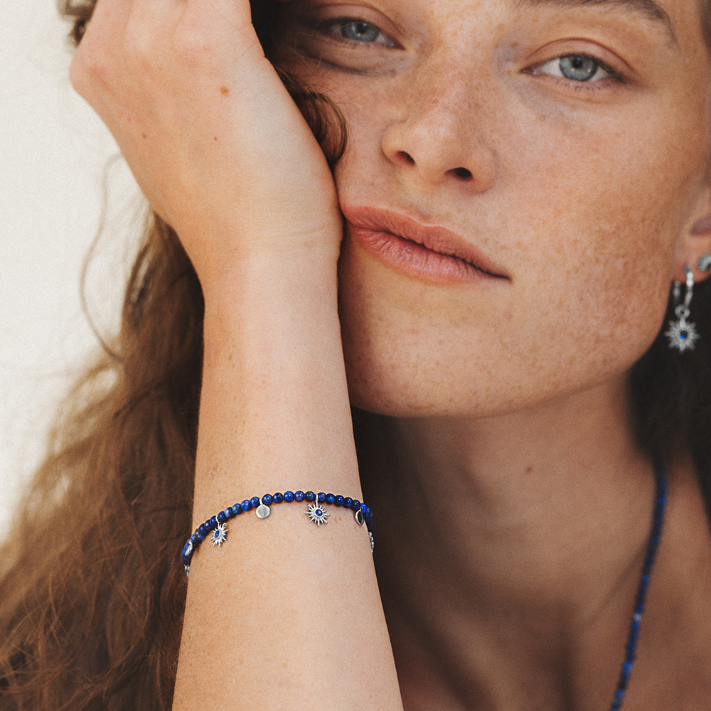 Aurora Azure Armkette Silber