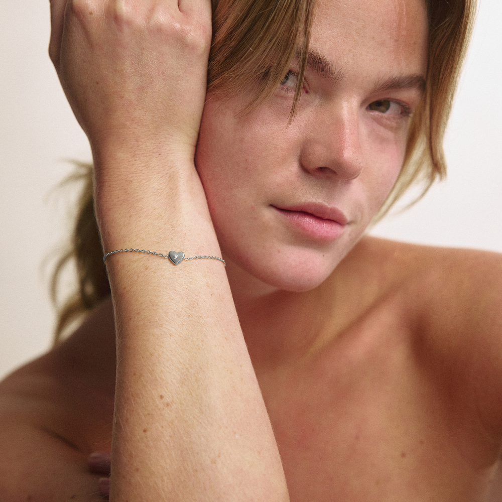 Engravable Heart Armkette Silber