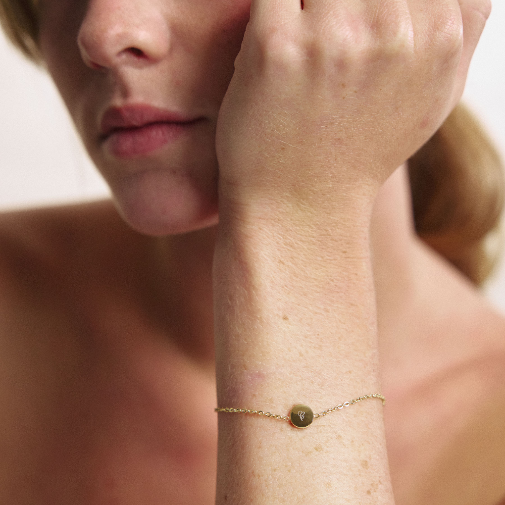 Engravable Round Armkette Gold