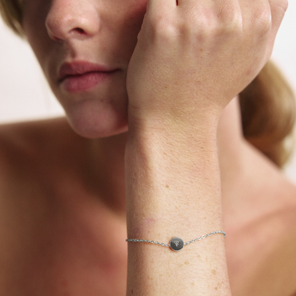 Engravable Round Armkette Silber