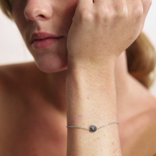Engravable Round Armkette Silber