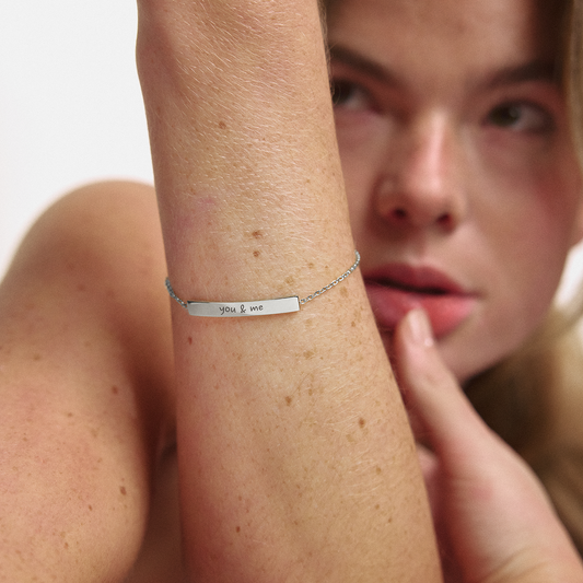 Engravable Slim Bar Armkette Silber