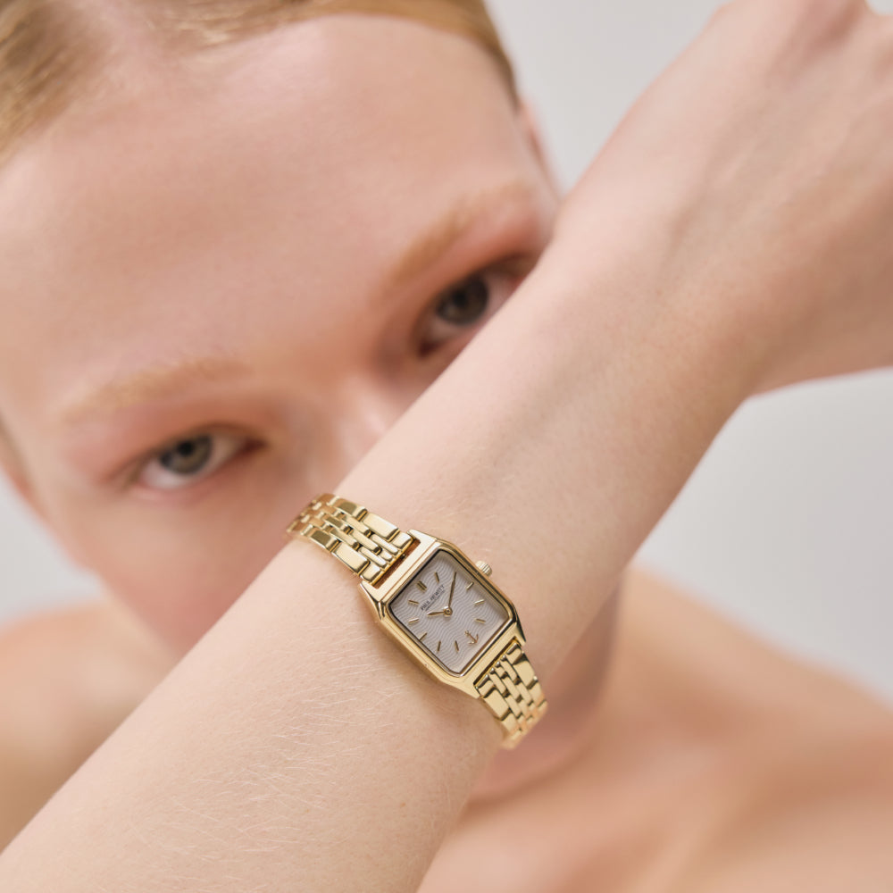 Montre Petit Soleil or blanc