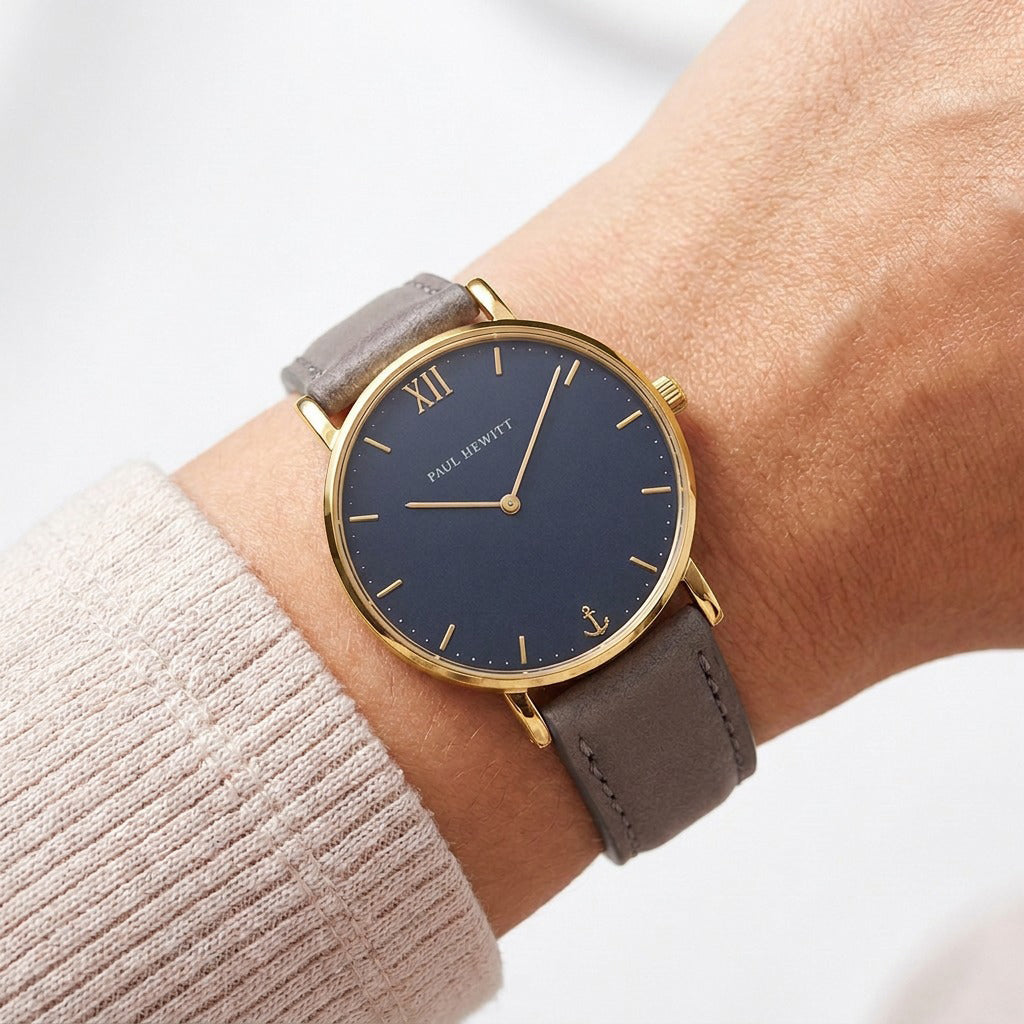 Uhr Sailor Blue Lagoon Gold Leder Grau