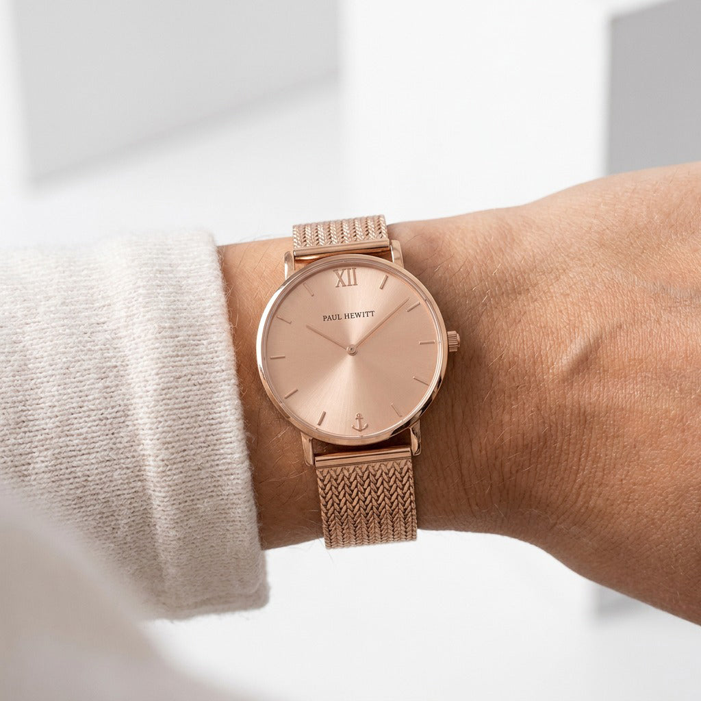 Montre Sailor White Sand Rose Gold Maille Tissée