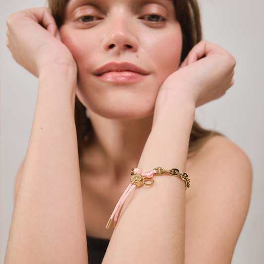 Turtle Anchor Chain Armband Gold Rosa