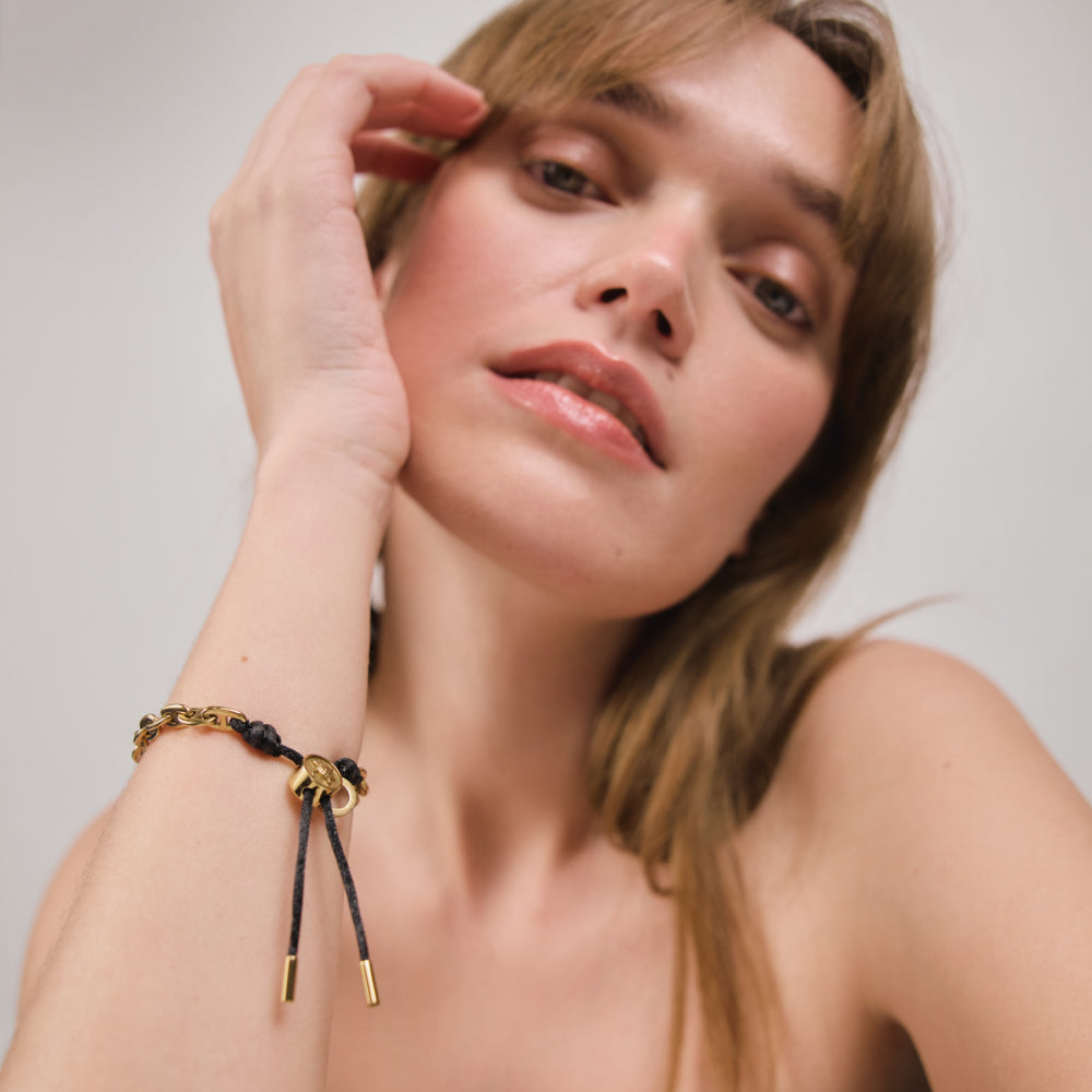 Turtle Anchor Chain Armband Gold Schwarz