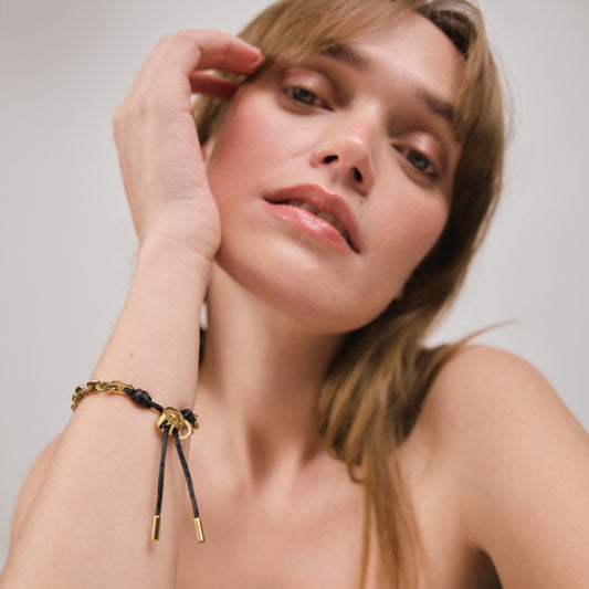 Turtle Anchor Chain Bracelet Or Noir