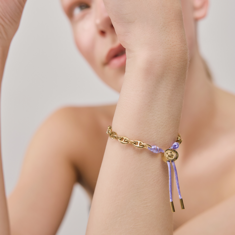 Turtle Anchor Chain Armband Gold Lila