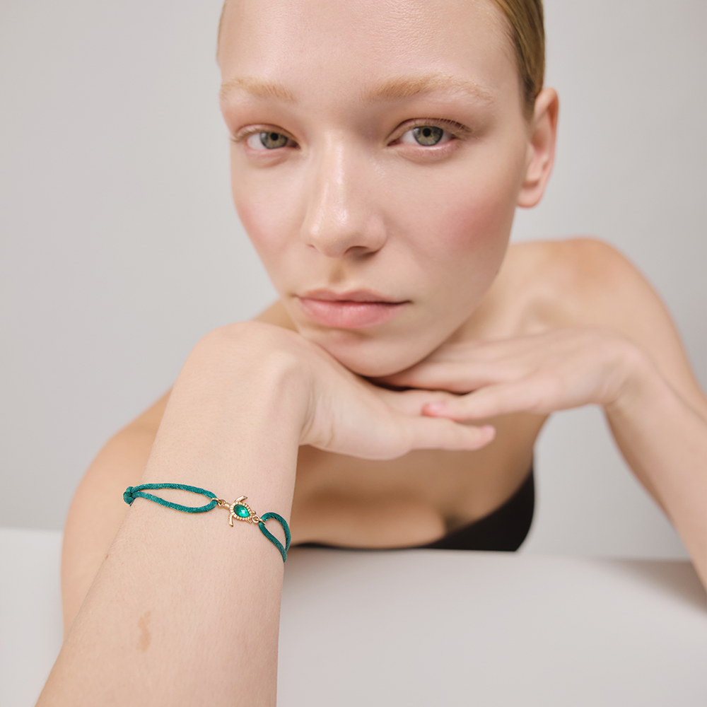 Turtle Bracelet Aquamarine Or