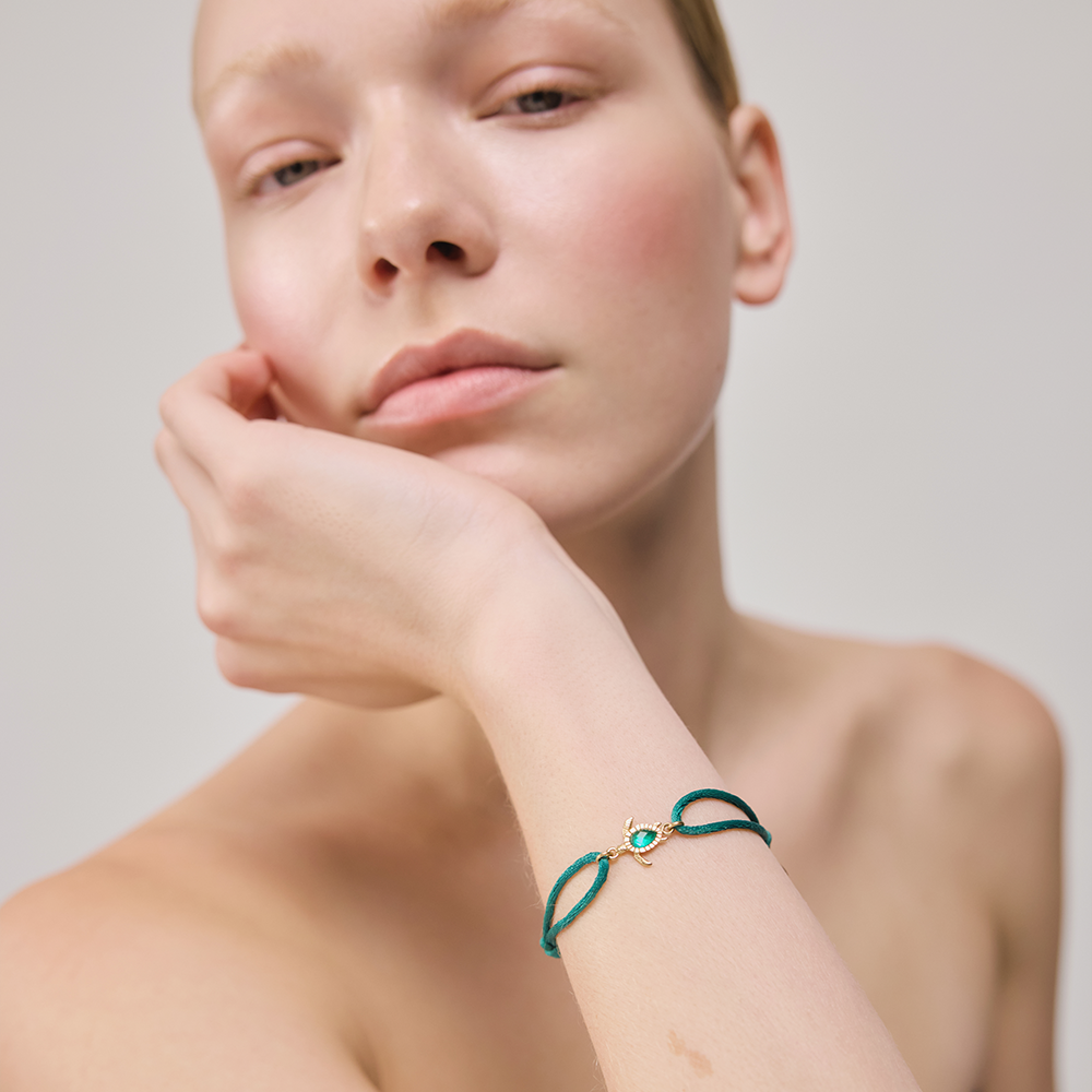 Turtle Bracelet Aquamarine Or