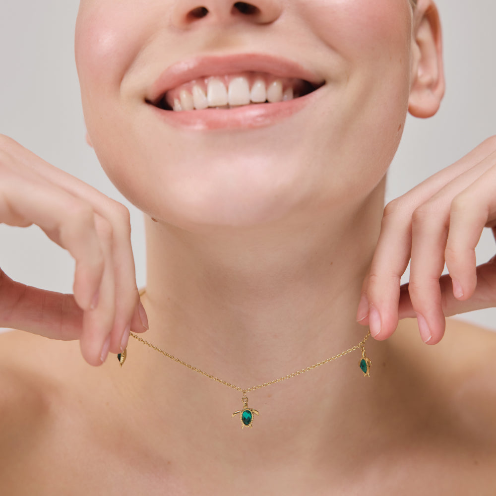 Turtle Halskette Aquamarine Gold