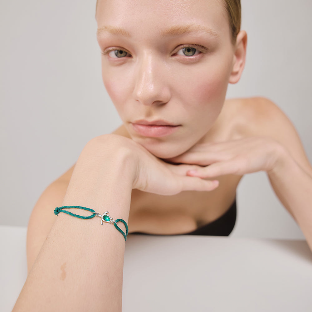 Turtle bracelet aquamarine silver