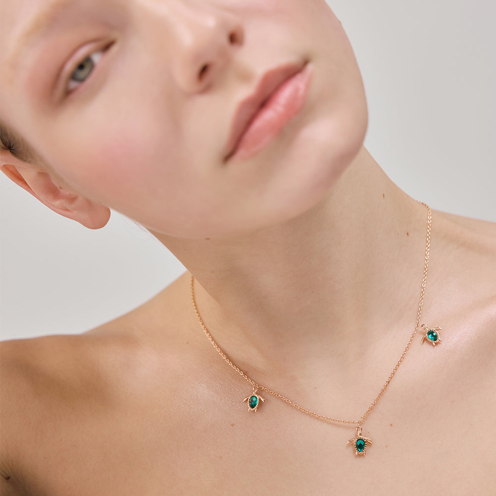 Turtle Halskette Aquamarine Roségold