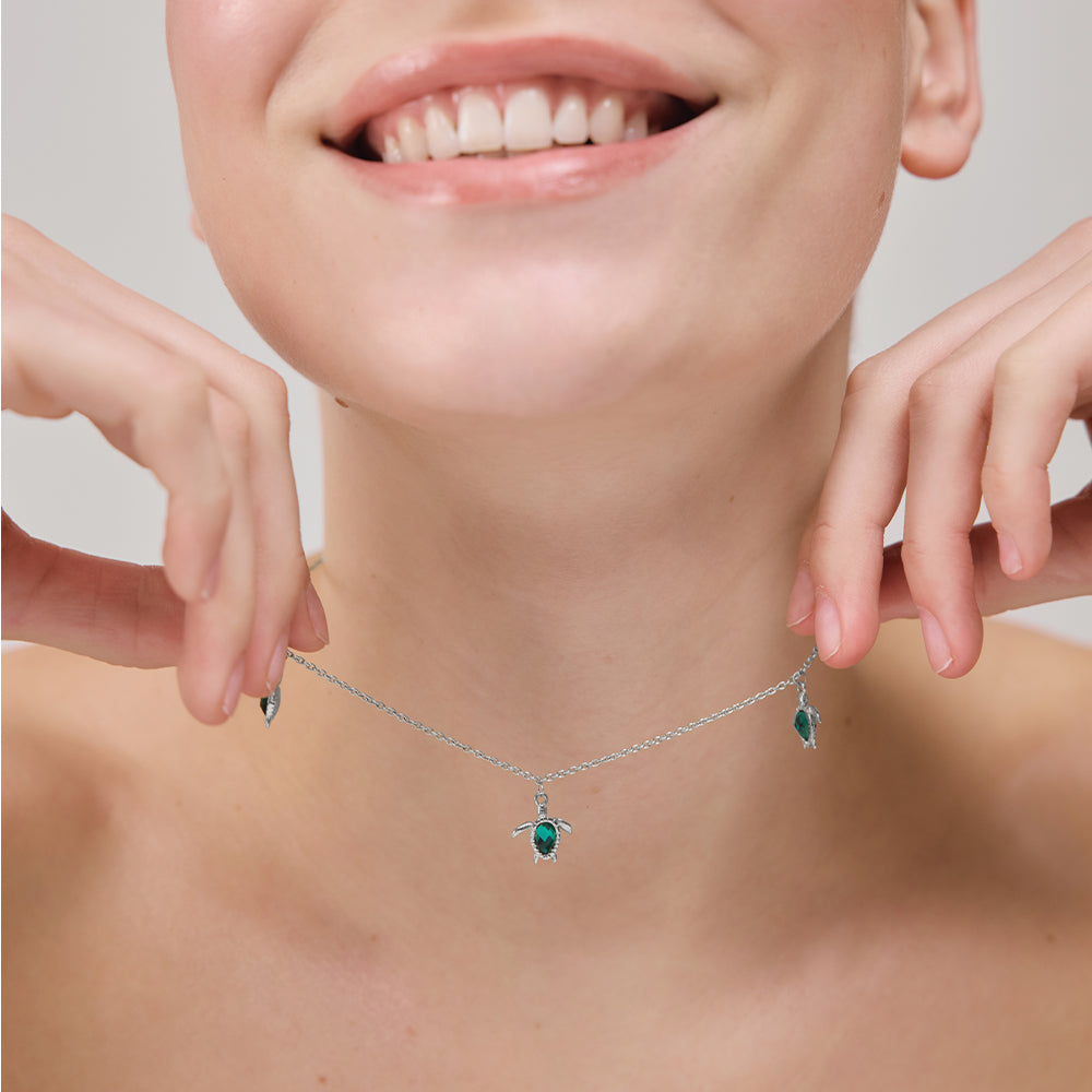 Turtle Halskette Aquamarine Silber