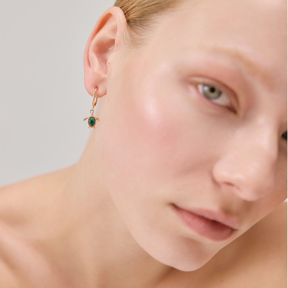 Turtle Hoops Ohrring Aquamarine Roségold
