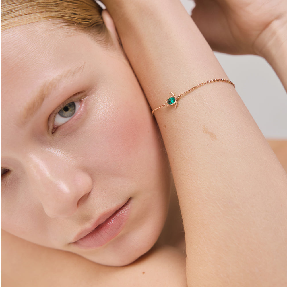 Turtle Mono Bracelet Aquamarine Or Rose
