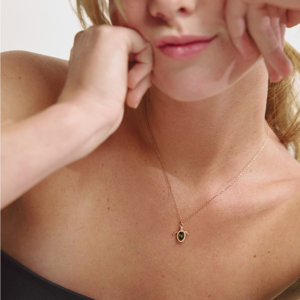 Turtle Mono Collier Or Rose