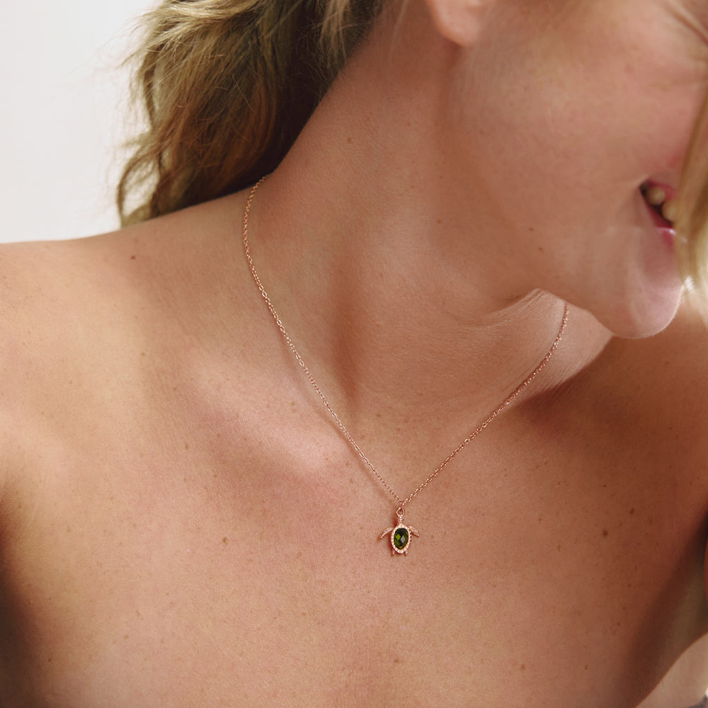 Turtle Mono Collier Or Rose