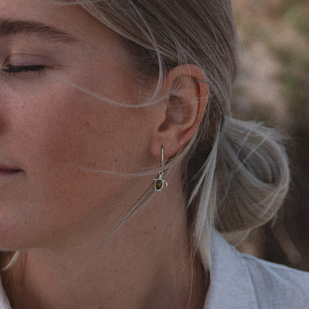 Turtle Hoops Ohrring Silber