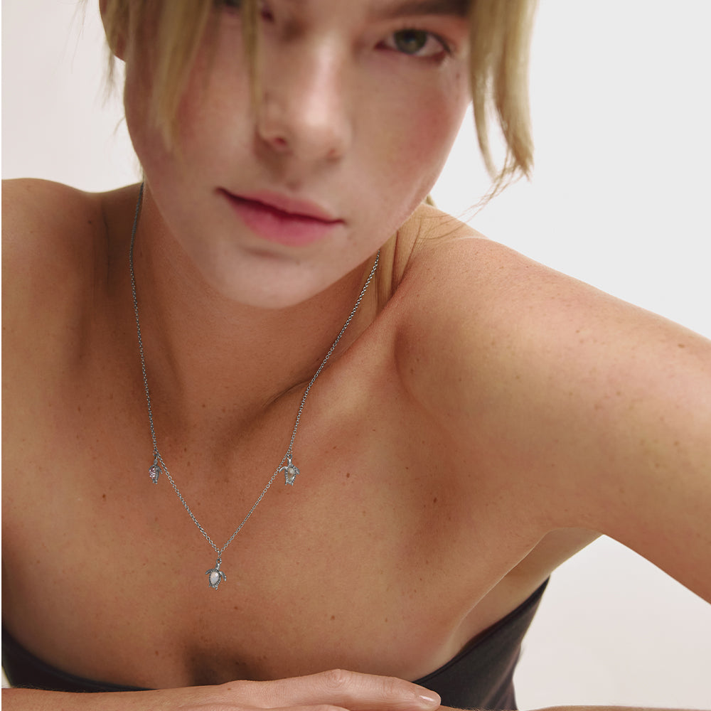 Turtle Rainbow Halskette Silber