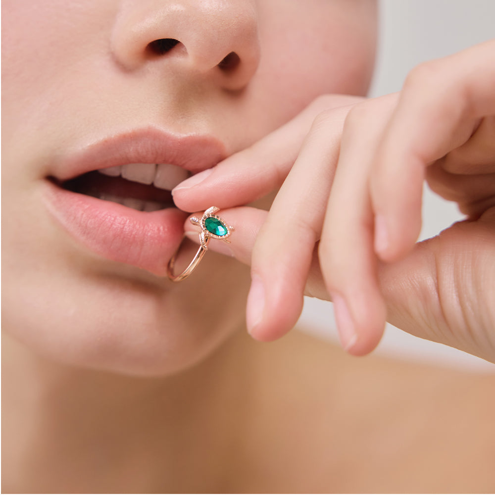 Turtle Ring Aquamarine Roségold