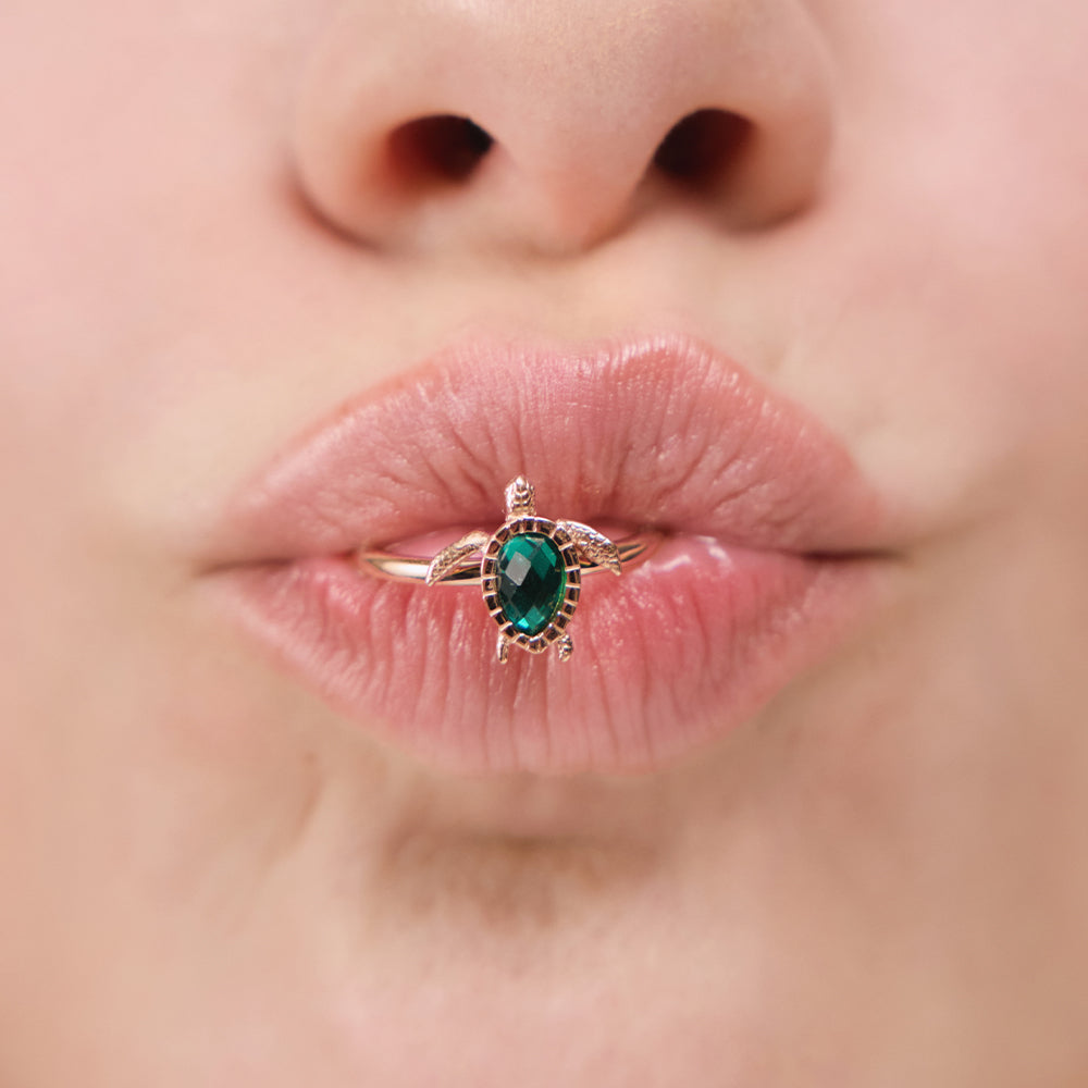 Turtle Ring Aquamarine Roségold