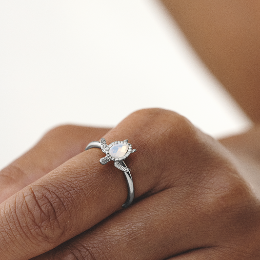 Turtle Bague White Breeze Argent