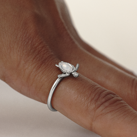 Turtle Bague White Breeze Argent
