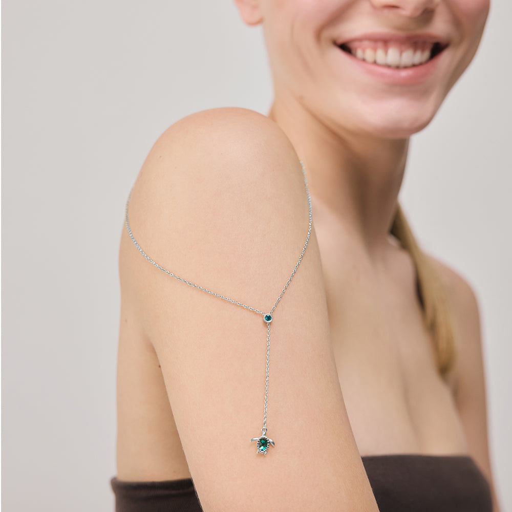 Turtle Y Halskette Aquamarine Silber