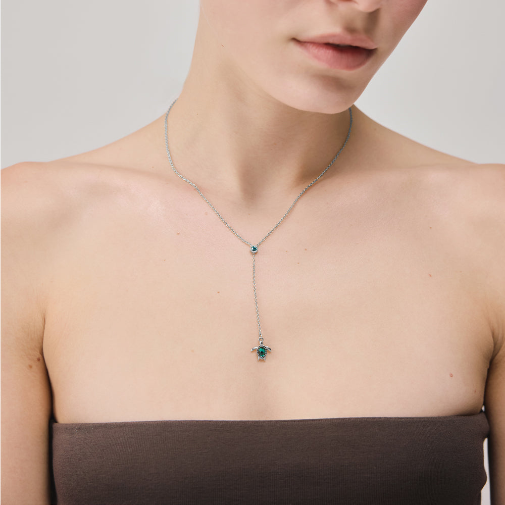 Turtle Y Halskette Aquamarine Silber