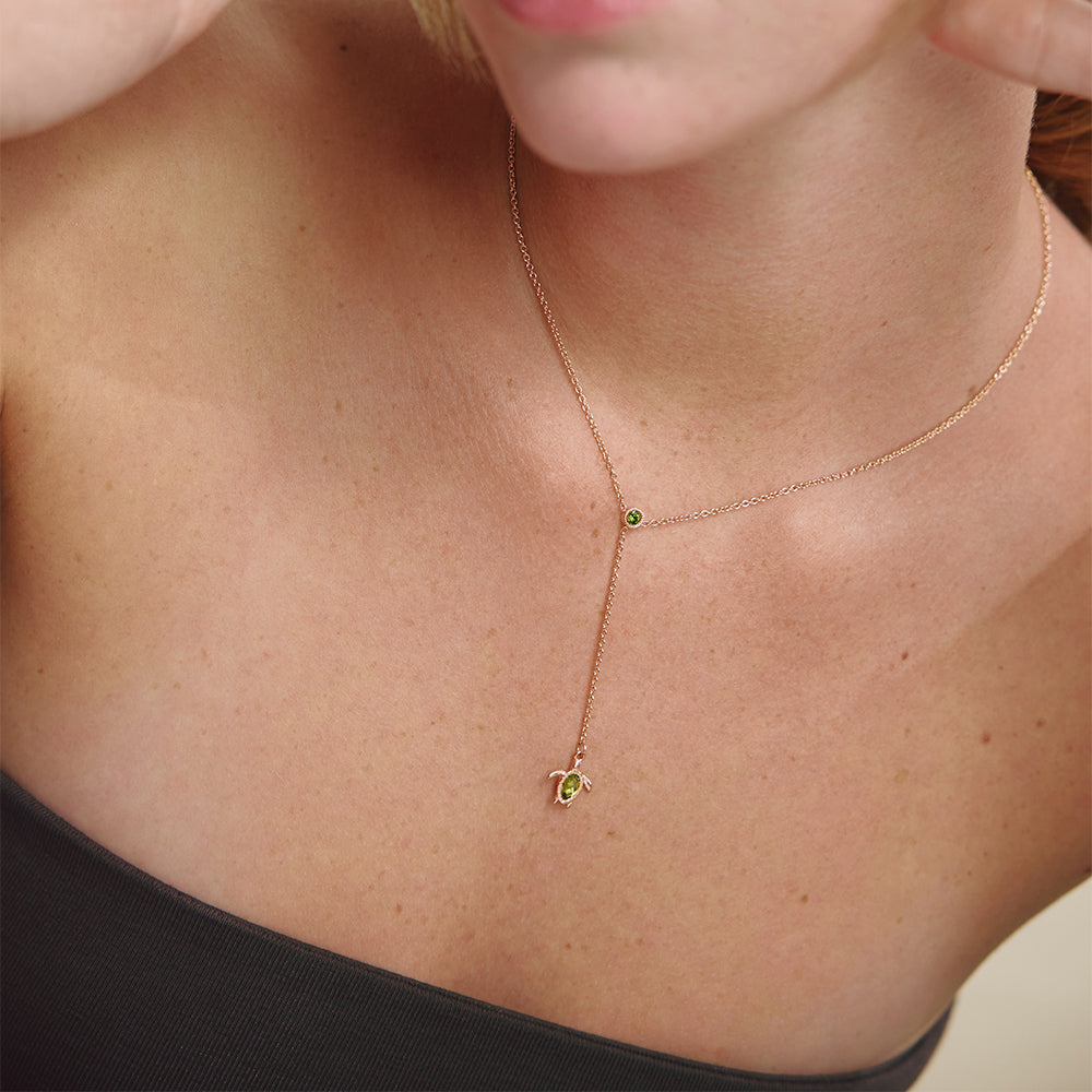 Turtle Y Collier Or Rose