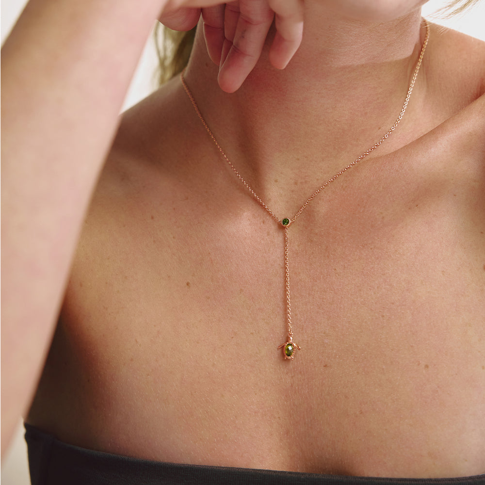 Turtle Y Collier Or Rose