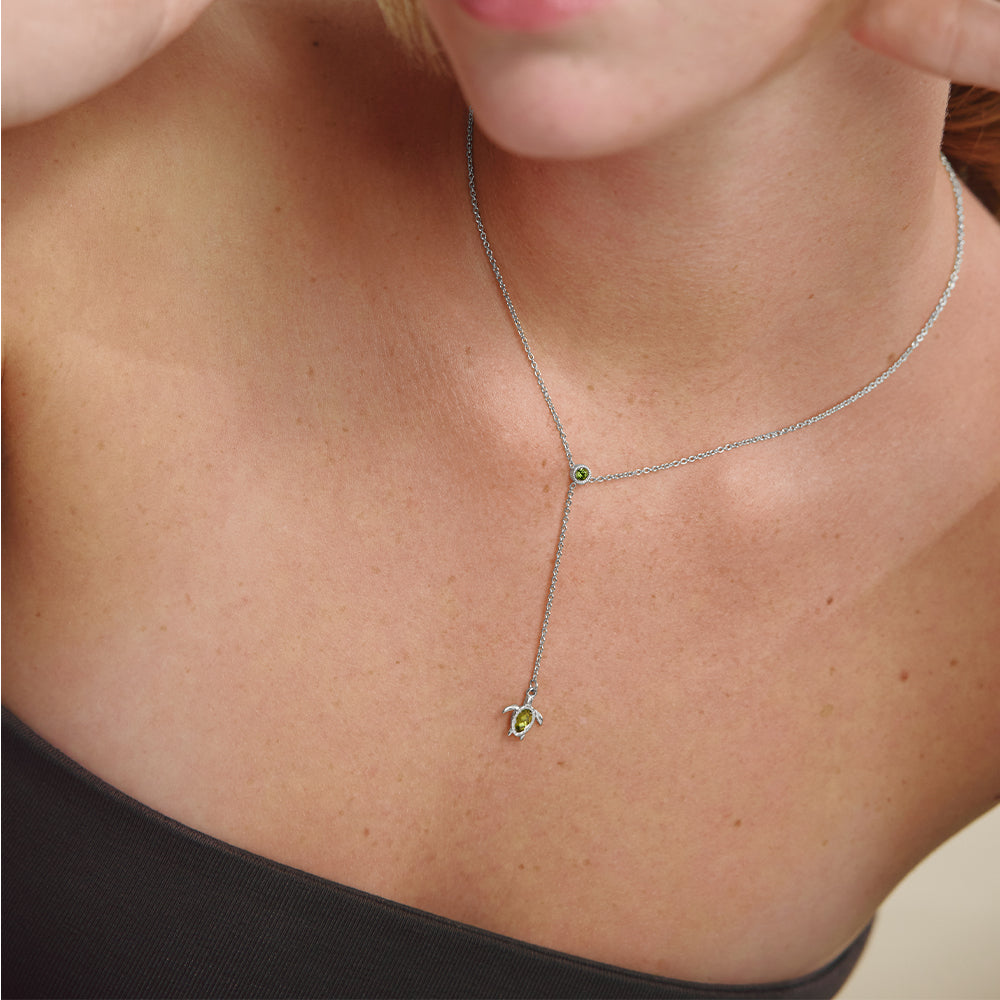 Turtle Y Collier Argent